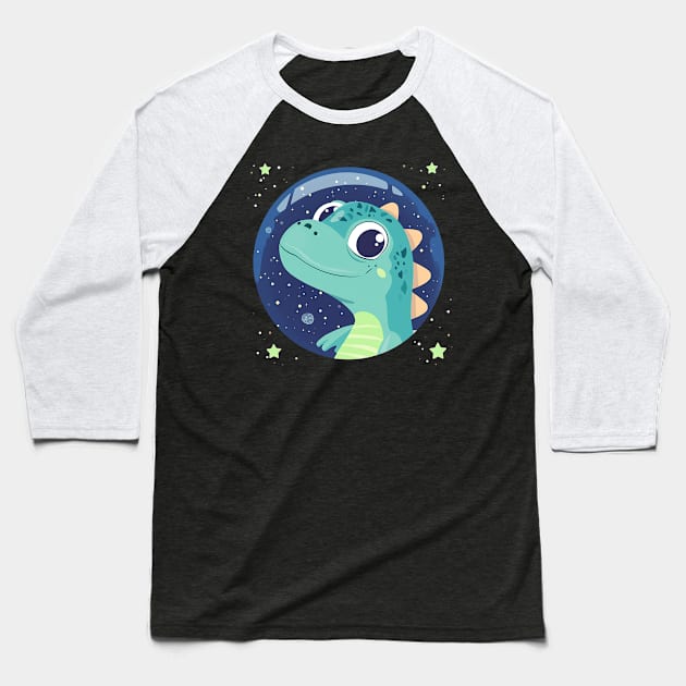 space dino Baseball T-Shirt by boxermaniac